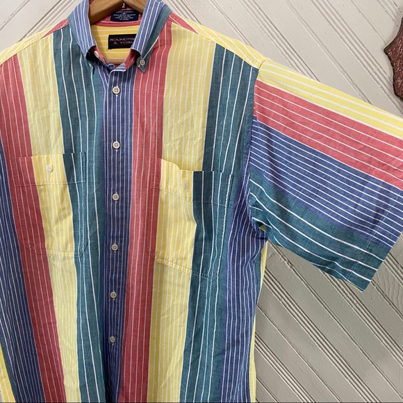 Vintage 90s Single Stitch Colorful Striped Shirt - Picture 7 of 9